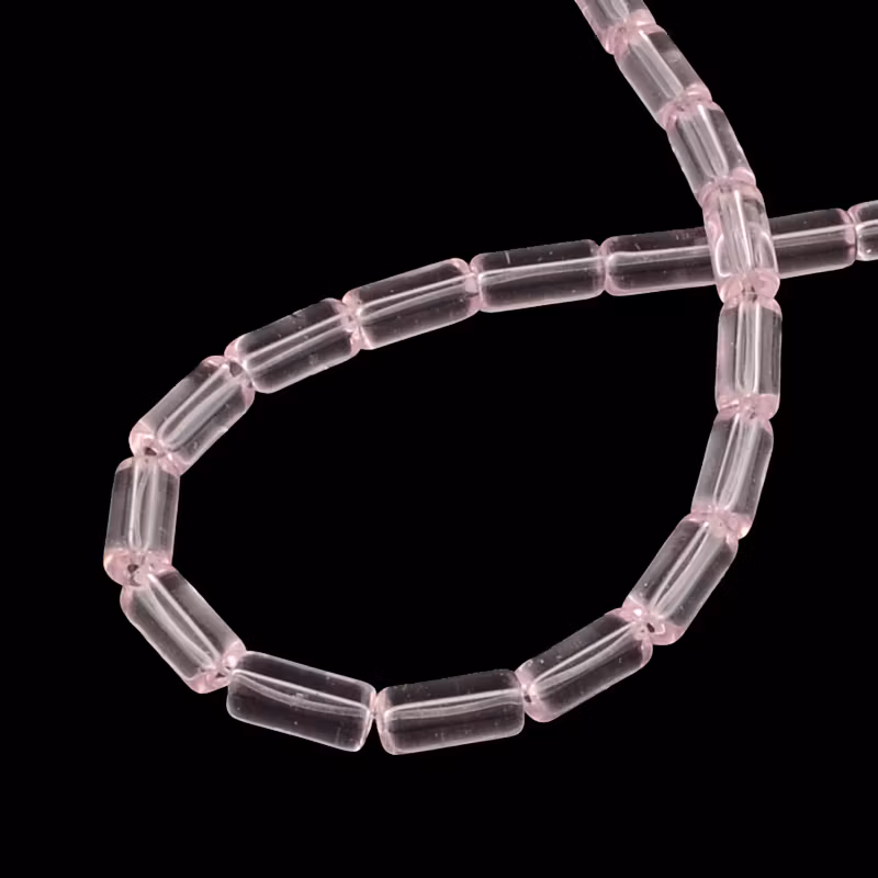 Glaspärlor, Tube, Pearl Pink, 10x4mm