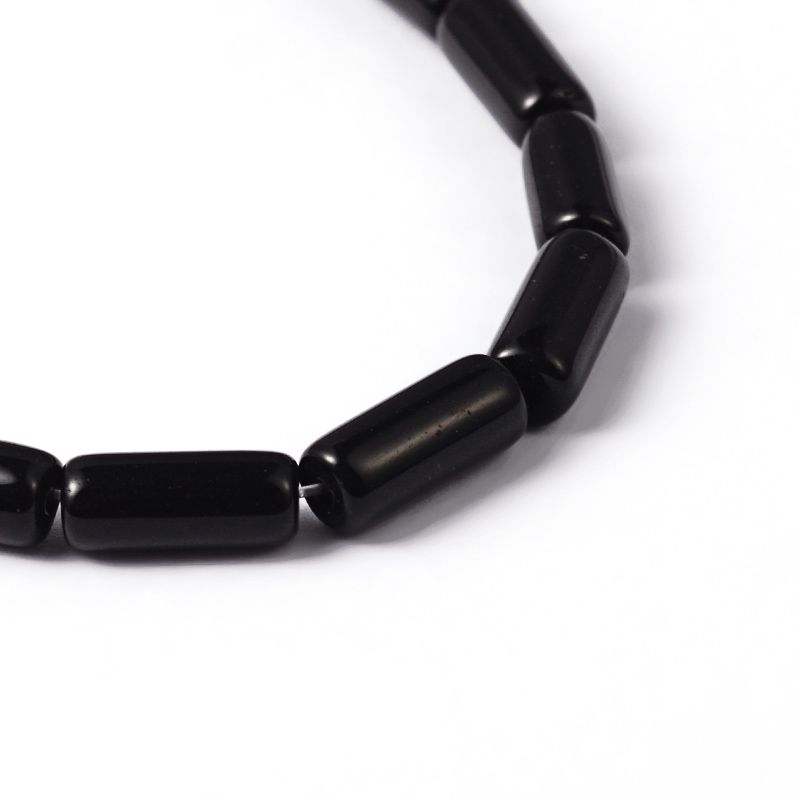 Glaspärlor, Tube, Black, 10x4mm