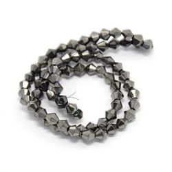 Glaspärlor, Bicone, Black, 4mm