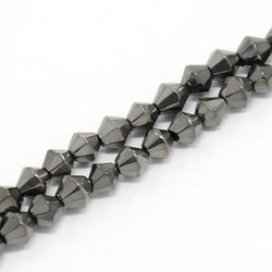 Glaspärlor, Bicone, Black, 4mm