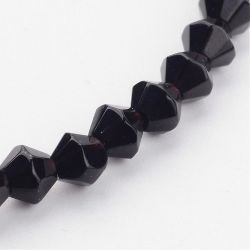 Glaspärlor, Bicone, Black, 4mm