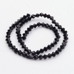 Glaspärlor, Bicone, Black, 4mm