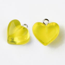 Hänge, Resin hjärta, Gul, 10 st