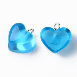 Hänge, Resin hjärta, Blå, 10 st