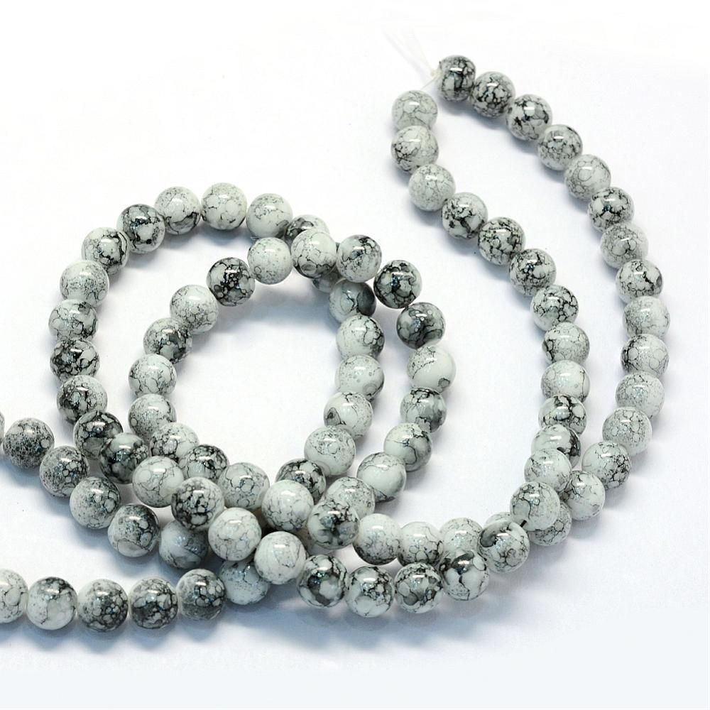 Glaspärlor, snö, 8,5~9mm