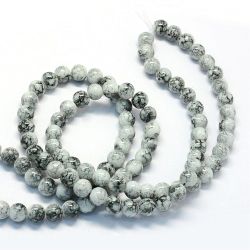 Glaspärlor, snö, 8,5~9mm