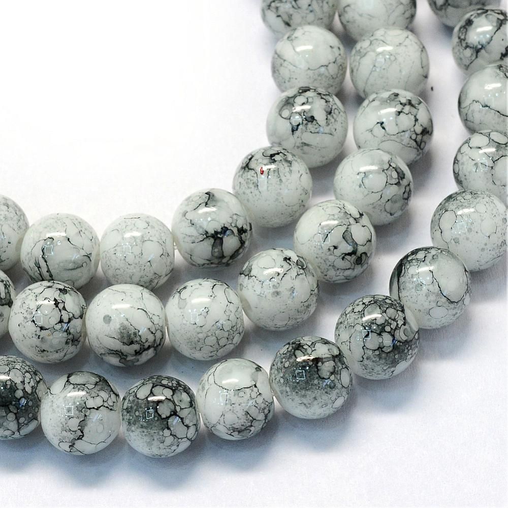 Glaspärlor, snö, 8,5~9mm