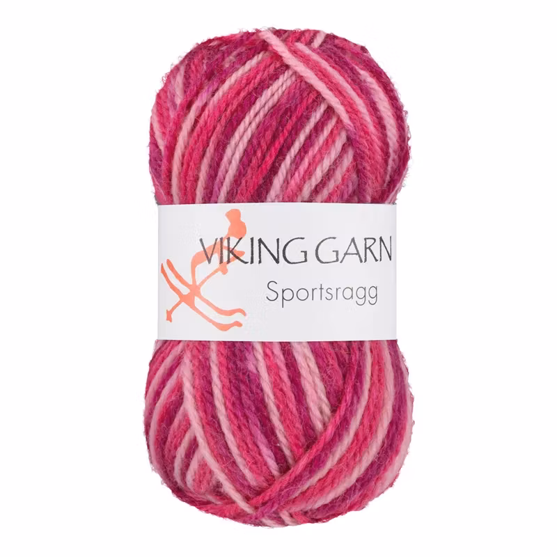 Garn Sportsragg, 50g, Flerfärgad rosa 564