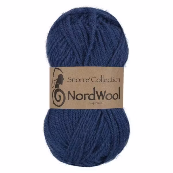 Snorre Collection Nordwool, 50g, 127 Jeansblå – helt garnnystan med Nordwool-banderoll.