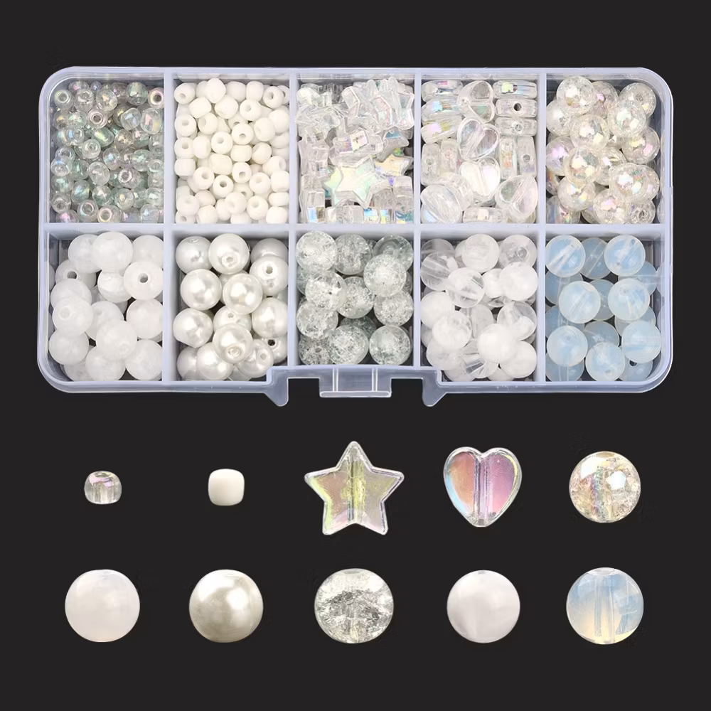 Plast/Glaspärlor, Mixade färger/utseenden, DIY
