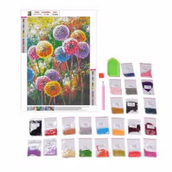Diamond Painting Canvas, Blommor, 30x40cm