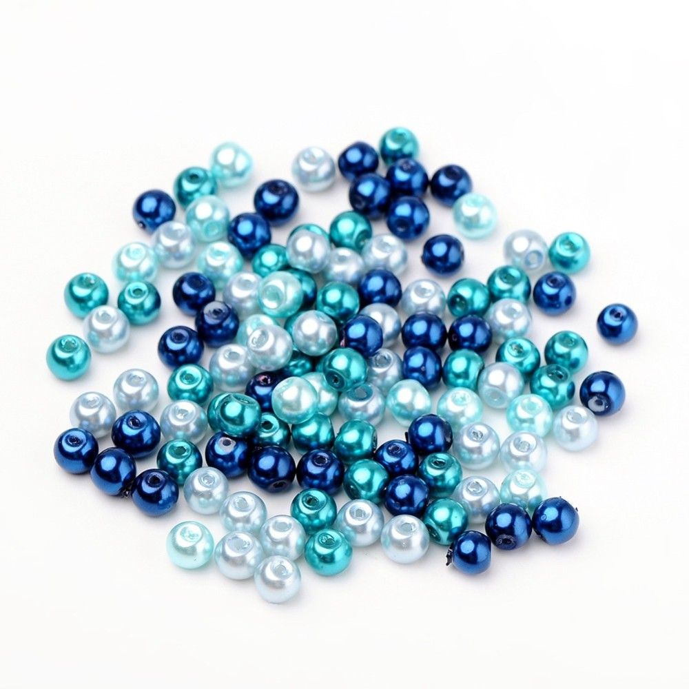Glaspärlor, Carribean Blue, 6mm