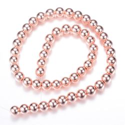 Syntetisk Hematit, Roseguldpläterad, 6mm