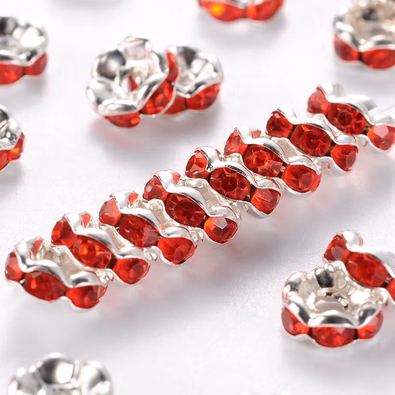 Strassrondell, 6x3 mm, Röda Kristaller