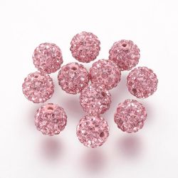 Strasspärlor, Polymerlera, Light Rose, 10mm