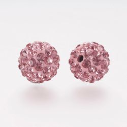 Strasspärlor, Polymerlera, Light Rose, 10mm