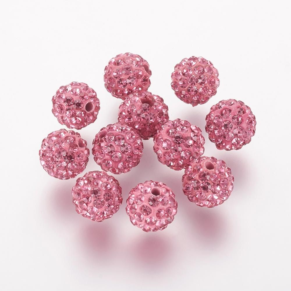Strasspärlor, Polymerlera, Rose, 10mm