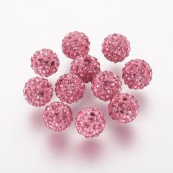 Strasspärlor, Polymerlera, Rose, 10mm