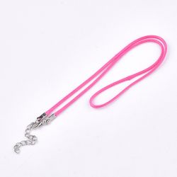 Halsband, Vaxad bomullstråd, 46 cm, 5st, Deep Pink