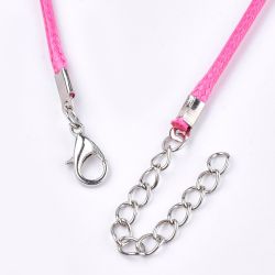 Halsband, Vaxad bomullstråd, 46 cm, 5st, Deep Pink