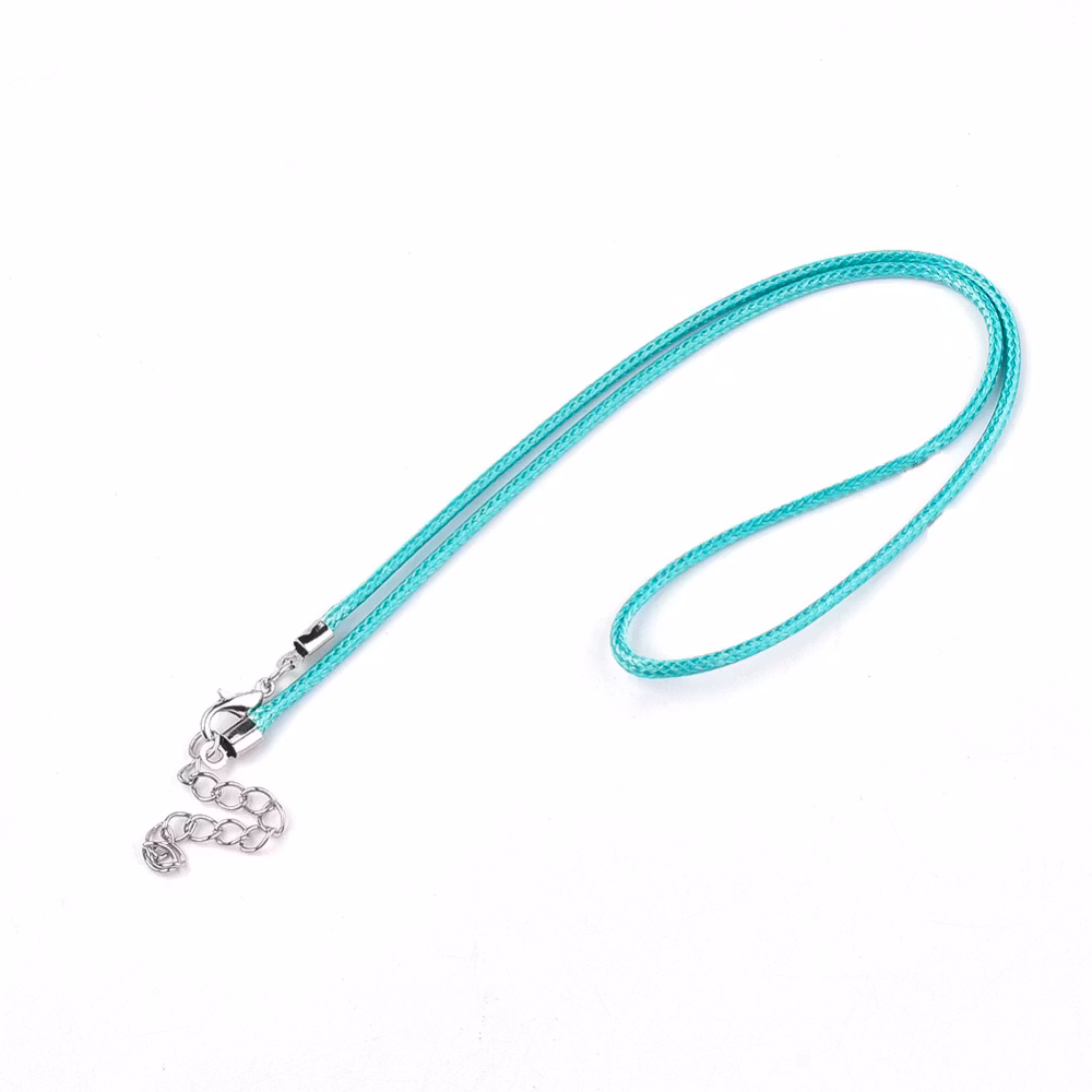 Halsband, Vaxad bomullstråd, 46 cm, 5st, Dark Turquoise