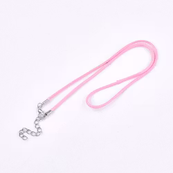 Halsband, Vaxad bomullstråd, 46 cm, 5st, Hot Pink