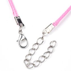 Halsband, Vaxad bomullstråd, 46 cm, 5st, Hot Pink