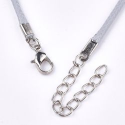 Halsband, Vaxad bomullstråd, 46 cm, 5st, Light Grey