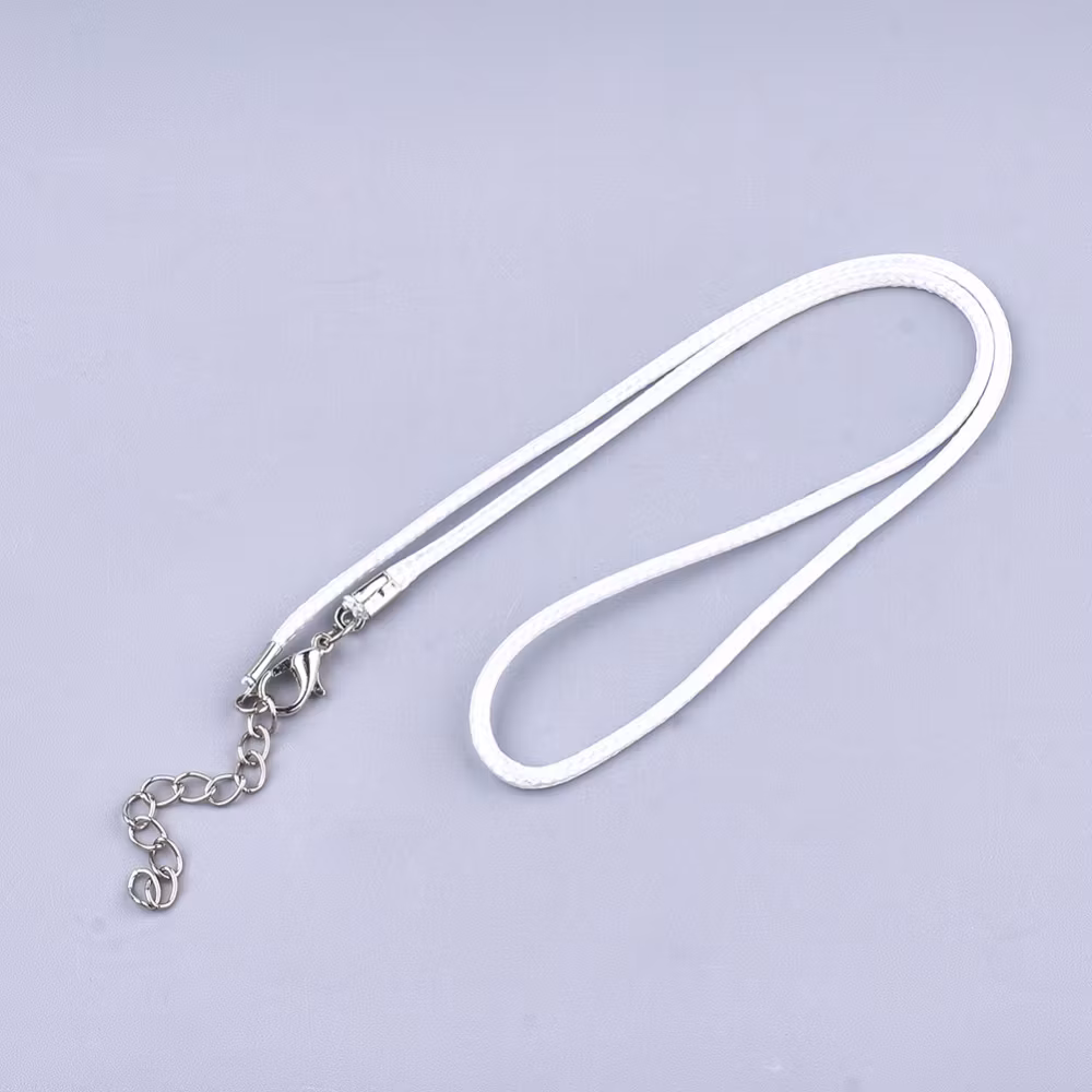 Halsband, Vaxad bomullstråd, 46 cm, 5st, White