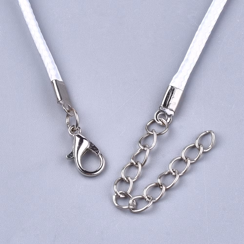 Halsband, Vaxad bomullstråd, 46 cm, 5st, White