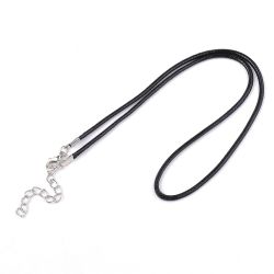 Halsband, Vaxad bomullstråd, 46 cm, 5st, Black