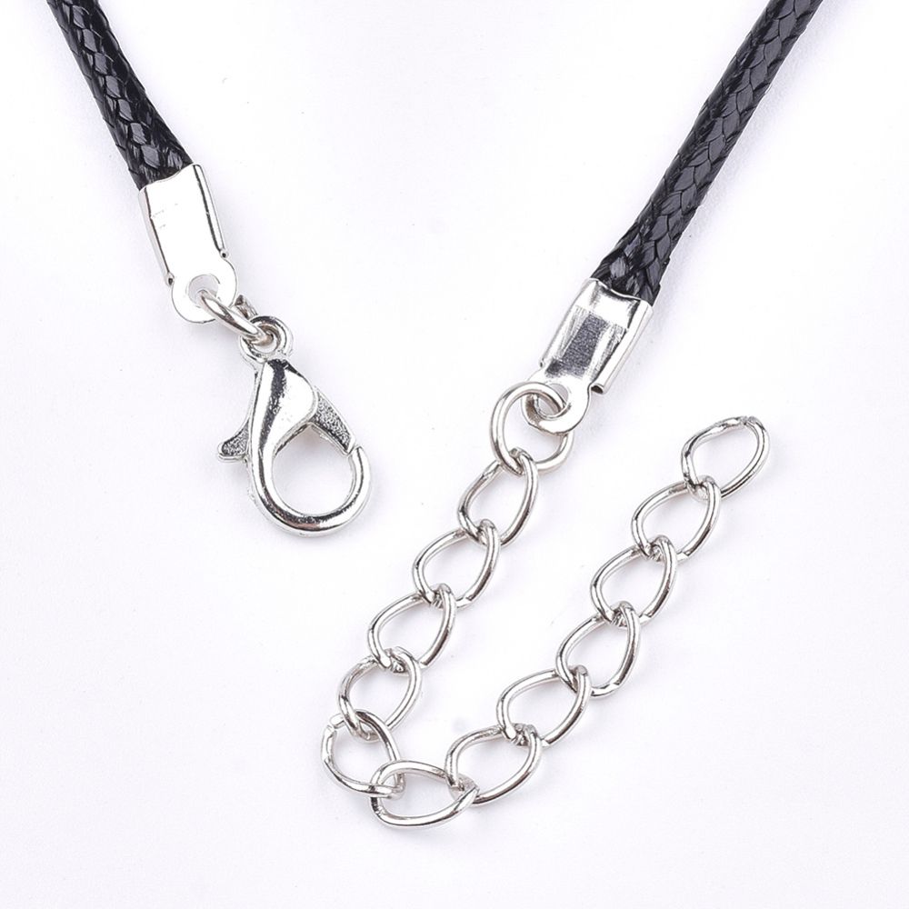 Halsband, Vaxad bomullstråd, 46 cm, 5st, Black