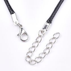 Halsband, Vaxad bomullstråd, 46 cm, 5st, Black