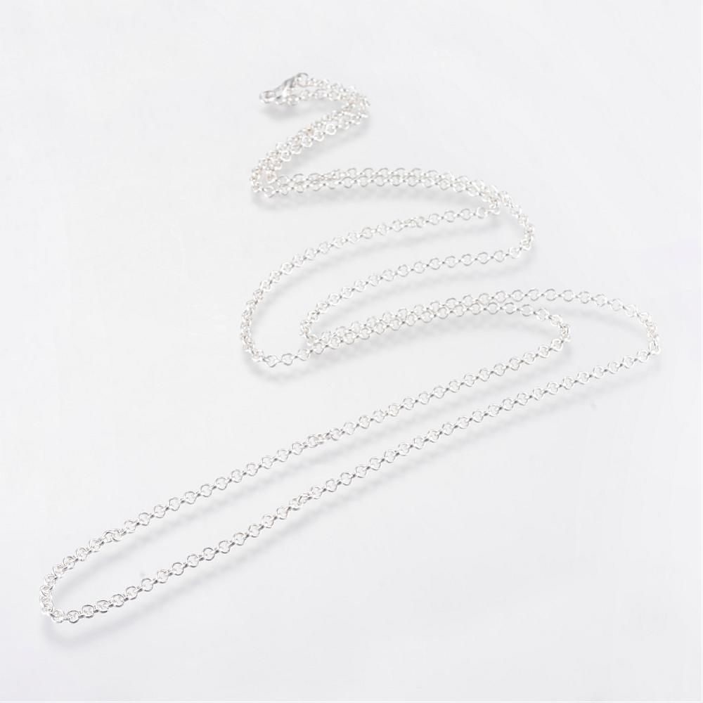 Halsbandkedja, 45cm, 2st, Silver, 3x0,8mm