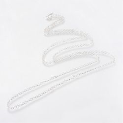 Halsbandkedja, 45cm, 2st, Silver, 3x0,8mm