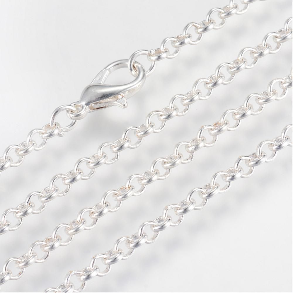 Halsbandkedja, 45cm, 2st, Silver, 3x0,8mm