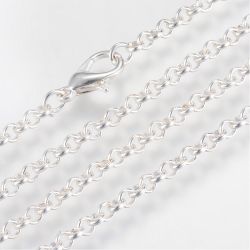 Halsbandkedja, 45cm, 2st, Silver, 3x0,8mm
