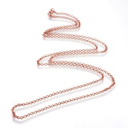 Halsbandkedja, 45cm, 2st, Red Copper, 3x0,8mm