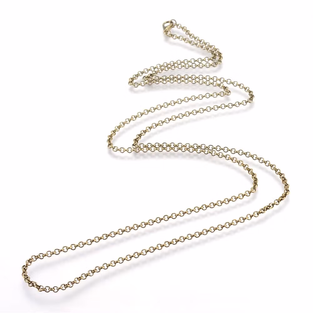 Halsbandkedja, 45cm, 2st, Antique Bronze, 3x0,8mm