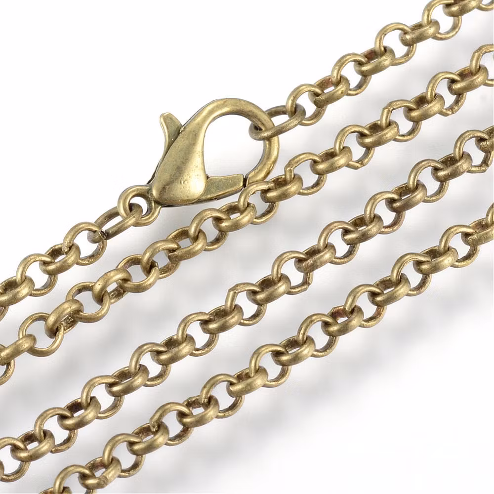 Halsbandkedja, 45cm, 2st, Antique Bronze, 3x0,8mm