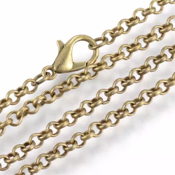 Halsbandkedja, 45cm, 2st, Antique Bronze, 3x0,8mm