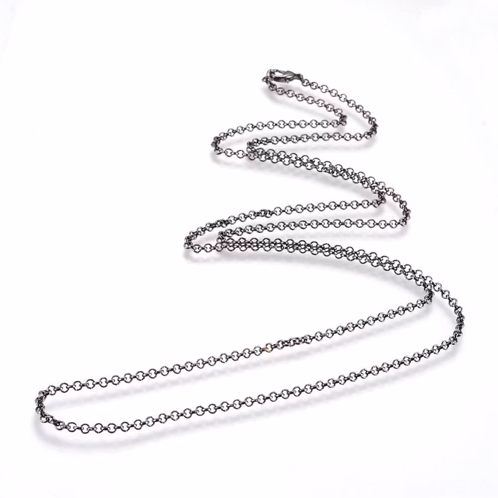 Halsbandkedja, 45cm, 2st, Gunmetal, 3x0,8mm