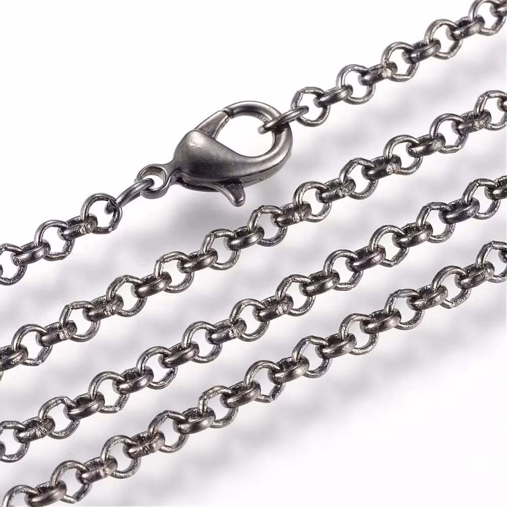 Halsbandkedja, 45cm, 2st, Gunmetal, 3x0,8mm