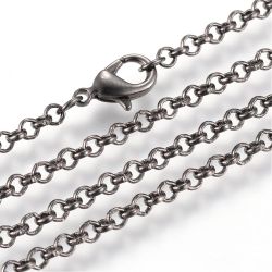 Halsbandkedja, 45cm, 2st, Gunmetal, 3x0,8mm