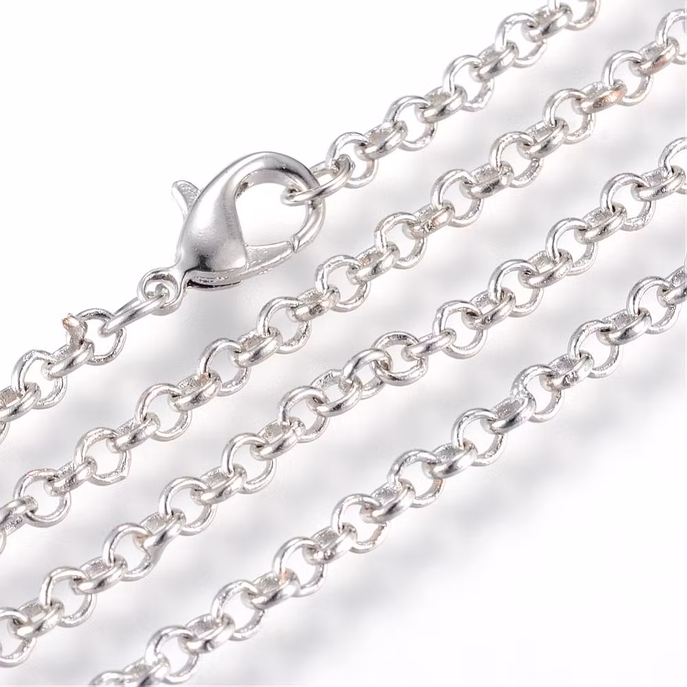Halsbandkedja, 45cm, 2st, Platina, 3x0,8mm