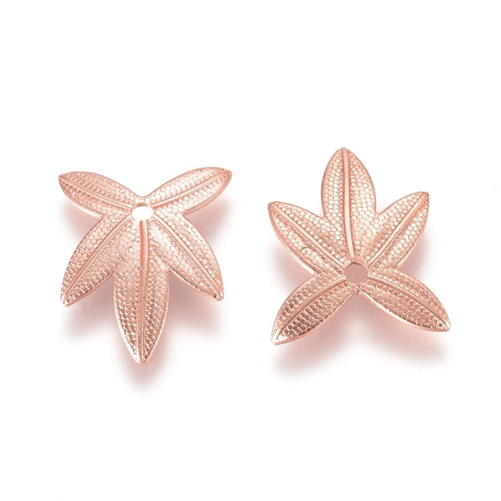 Lövberlocker, Mässing, 10st, Rose Gold