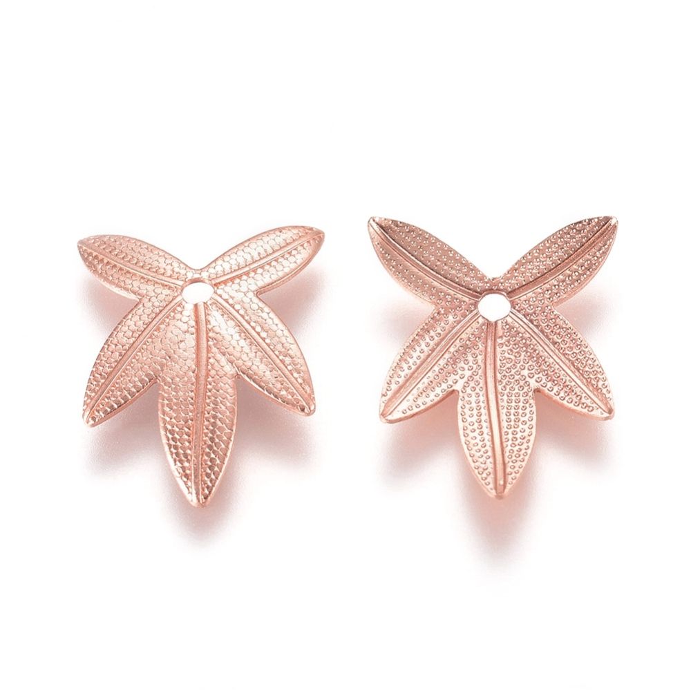 Lövberlocker, Mässing, 10st, Rose Gold