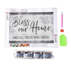Diamond Painting Canvas, Bless our Home AND ALL THOSE WHO ENTER, 30x40cm
