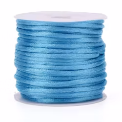 Deep Sky Blue Satin Rattail Cord - 10m/2mm