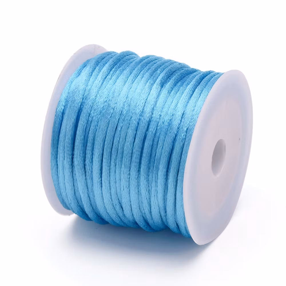 Deep Sky Blue Satin Rattail Cord - 10m/2mm